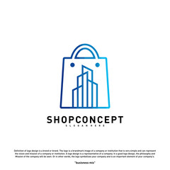 Fashion City Logo Concept Vector. Shopping center with Modern city Logo. shop and gifts symbol