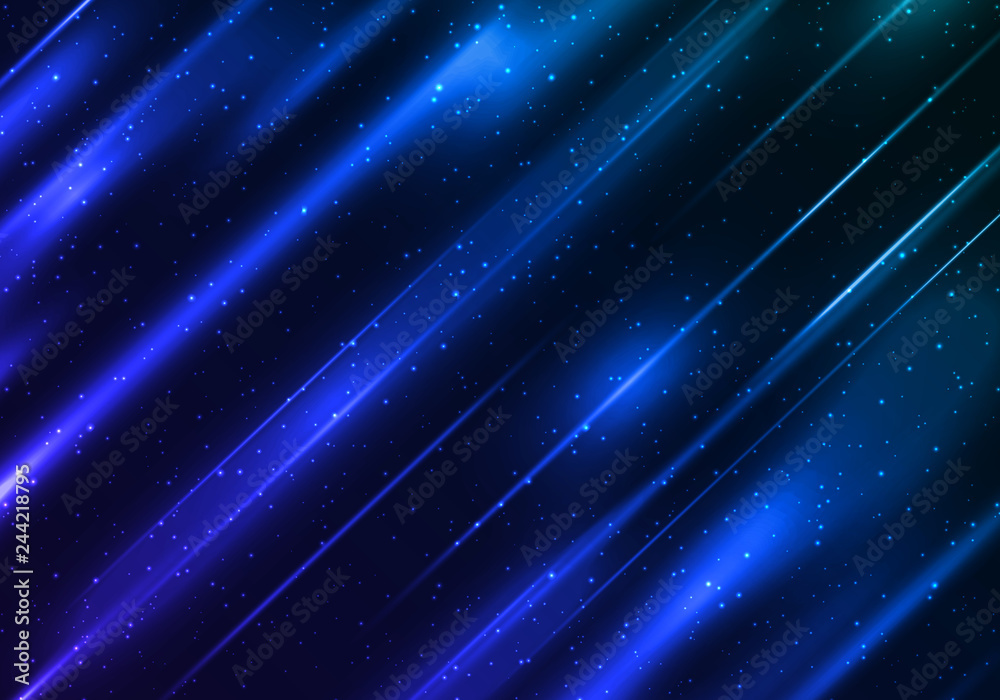 Poster abstract blue background with shiny stripes. vector modern bg.