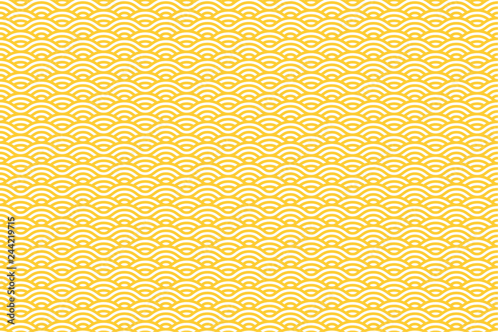 Poster vector seamless pattern with white and yellow stripes. sea waves texture. noodle and pasta abstract 