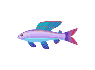 Fish of Purple Color Marine Vector Illustration
