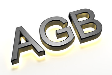 AGB - 3D Text - Allgemeine Geschäftsbedingungen - Gelbes leuchten