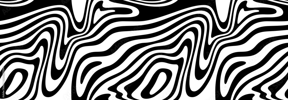 Poster seamless border with zebra print. vector illustration with optical illusion. exotic wild animalistic