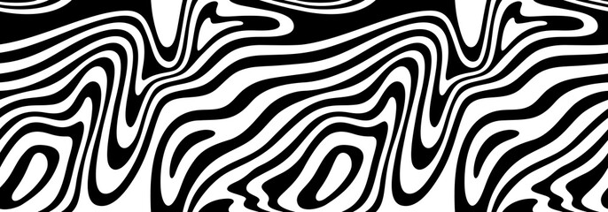 Seamless Border with Zebra Print. Vector Illustration with Optical Illusion. Exotic Wild Animalistic Texture.