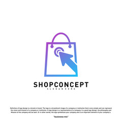 Online Shop Logo Design Concept. Online Shopping center Logo Vector. Online Store and gifts symbol.