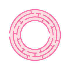 Abstract round maze. Game for kids. Puzzle for children. One entrance, one exit. Labyrinth conundrum. Flat vector illustration isolated on white background.