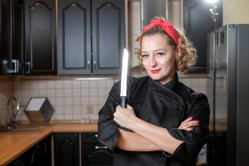 Fototapeta na wymiar girl pastry chef cook preparing conjures