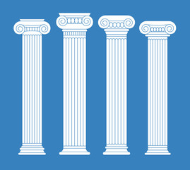 Set of four classical ancient columns.