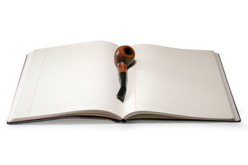 Lined notebook on white background