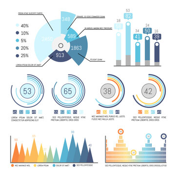 Pie Diagram with Parts and Percent Statistics Data