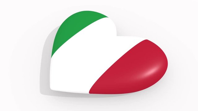 Heart in colors and symbols of Italy on white background, loop