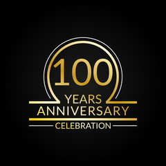 Fototapeta premium 100 years anniversary logo. 100th Birthday celebration icon. Party invitation, Jubilee celebrating emblem or banner. Vector illustration.