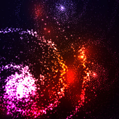 Vector abstraction space galaxy. Neon banner. Shiny background.