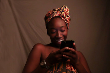 beautiful face,young african in communication