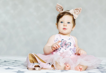 little baby in a pink dress