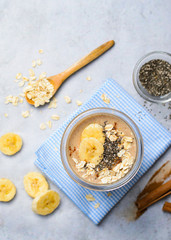Banana Cinnamon Smoothie with Oats and Chia Seeds, Vegan Drink