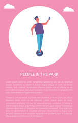 People in Park Poster Man, Riding on Segway, Phone