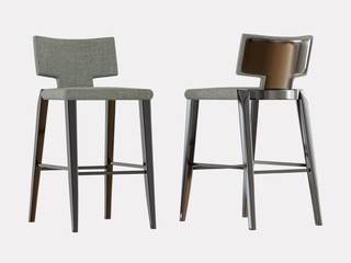 Two high bar stool on a white background 3d rendering