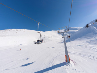 Fototapeta na wymiar Lift in ski resort in Kalavrita, Greece