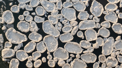 Slabs of ice on the river, thaw