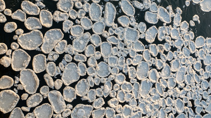 Slabs of ice on the river, thaw