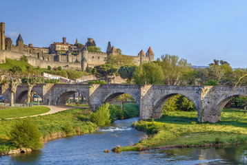 Fototapeta na wymiar Old bridge in Carcassonne, France