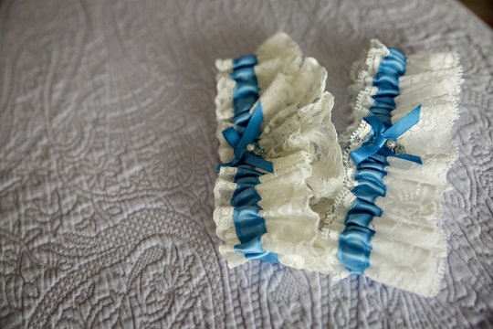 Isolated picture of lace wedding garter