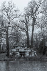 Ducale park with old big trees in Parma Italy. (Tone effect)