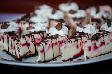 Raspberry chocolate cheesecake