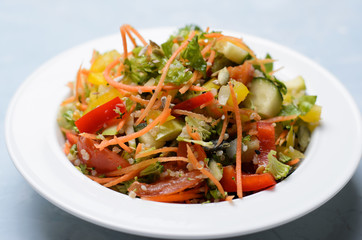 Fresh Vegetable Salad with Quinoa and Pumpkin Seeds, Vegetarian Meal