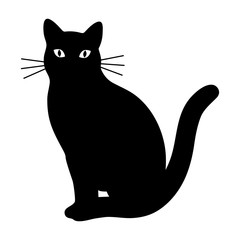 black cat silhouette on white background