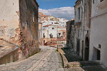 Fototapeta na wymiar Grottole, Matera, Basilicata, Italy: ancient alley in the old town