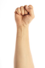 Male clenched fist, isolated on a white background Man hand with a fist. Alpha