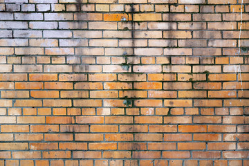 brick wall of red color. Old brick wall.Aged grunge wall background. Texture