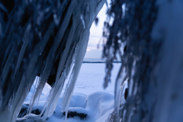 Icicles in the northen twilight