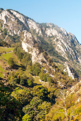 Fototapeta premium Mountains in the peaks of Europe in the north of Spain in the province of Asturias on a sunny day.