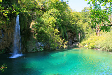 Beautiful view of Plitvice Lakes National Park in Croatia.