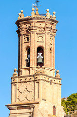 Fototapeta premium Belfry of a Mudejar church located in La Rioja in Spain on a sunny day.