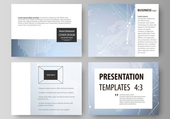 The minimalistic abstract vector illustration of the editable layout of the presentation slides design business templates. Abstract futuristic network shapes. High tech background.