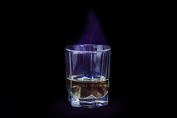 burning alcohol in a glass