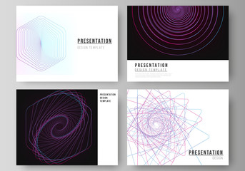 Vector illustration of the editable layout of the presentation slides design business templates. Random chaotic lines that creat real shapes. Chaos pattern, abstract texture. Order vs chaos concept.