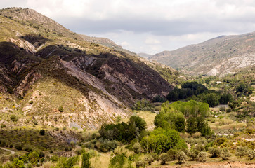 Fototapeta na wymiar Sierra Nevada mountains in the Spanish province of Granada on a cloudy day