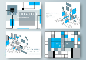 The minimalistic abstract vector layout of the presentation slides design business templates. Abstract polygonal background, colorful mosaic pattern, retro bauhaus de stijl design.