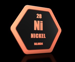 Nickel chemical element periodic table symbol 3d render