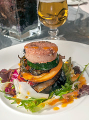 Hamburger served on a plate