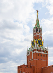 Fototapeta na wymiar Spasskaya tower of the Kremlin. Russia. The Kremlin during the World Cup 2018