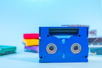 Minidv tapes. Video Cassettes. Plastic Pink, yellow and blue. Intense colors.Australia #000080....