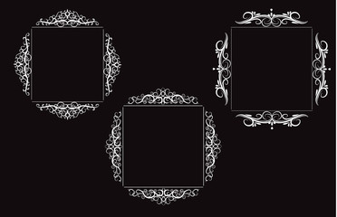 Vintage vector swirl frame set