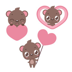 Valentine's Day elements with cute bear