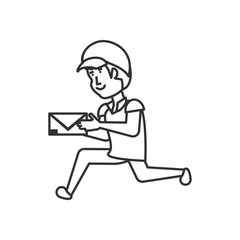 delivery worker running with envelope