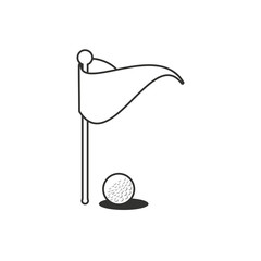 flag marker in stick with ball golf